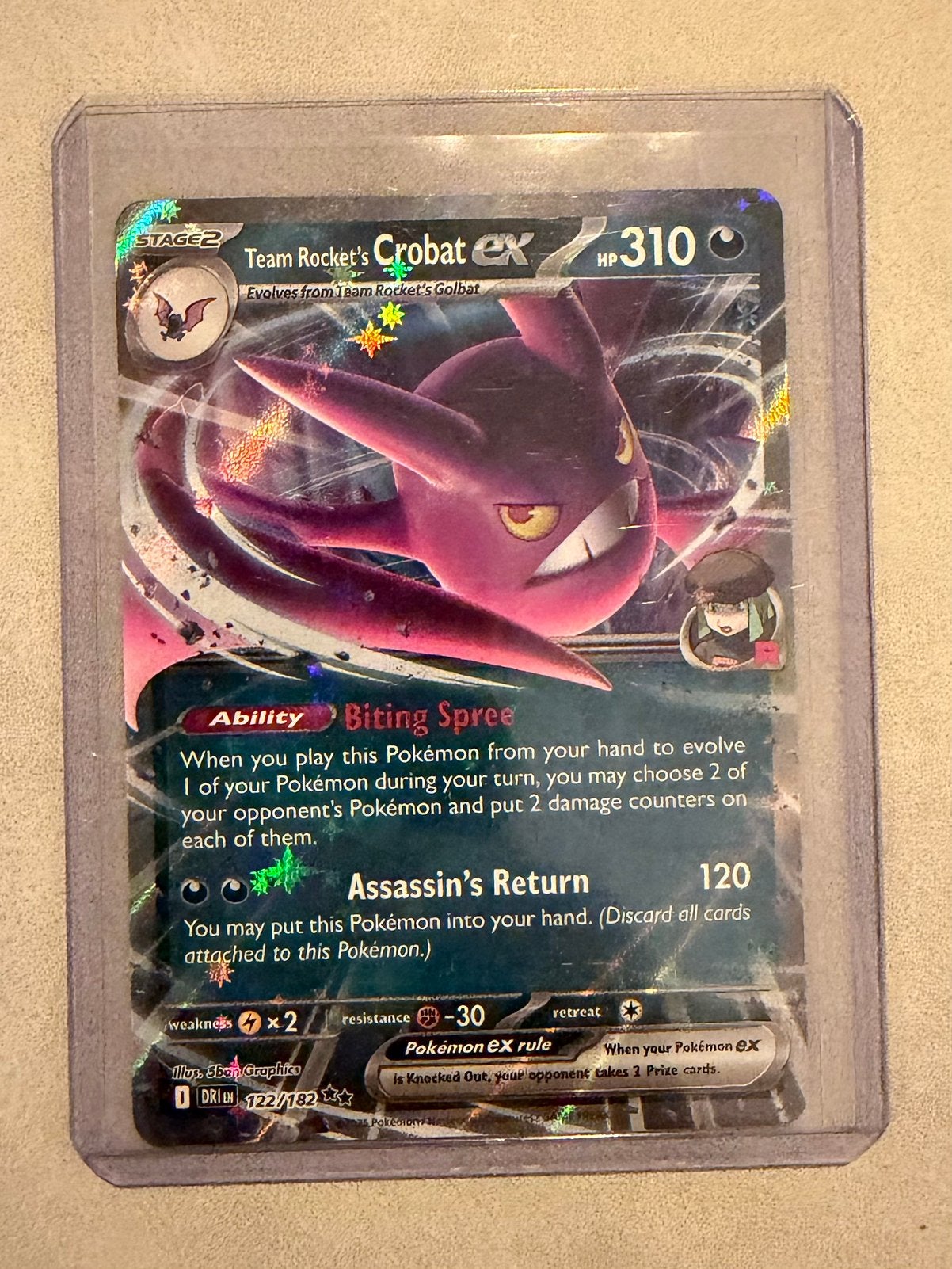 Team Rocket’s Crobat EX DRI 122/182 pokemon kaart, Ophalen of Verzenden, Nieuw, Losse kaart, Foil