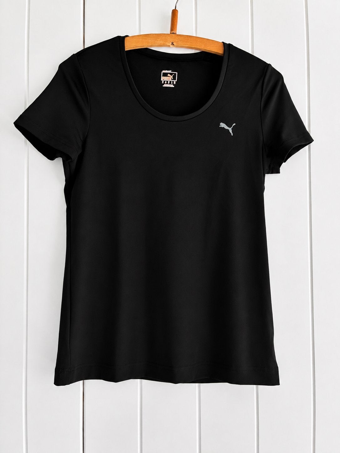Puma Zwart Sportshirt / T-Shirt - Maat M (38), Verzenden, Gedragen, Maat 38/40 (M), Zwart