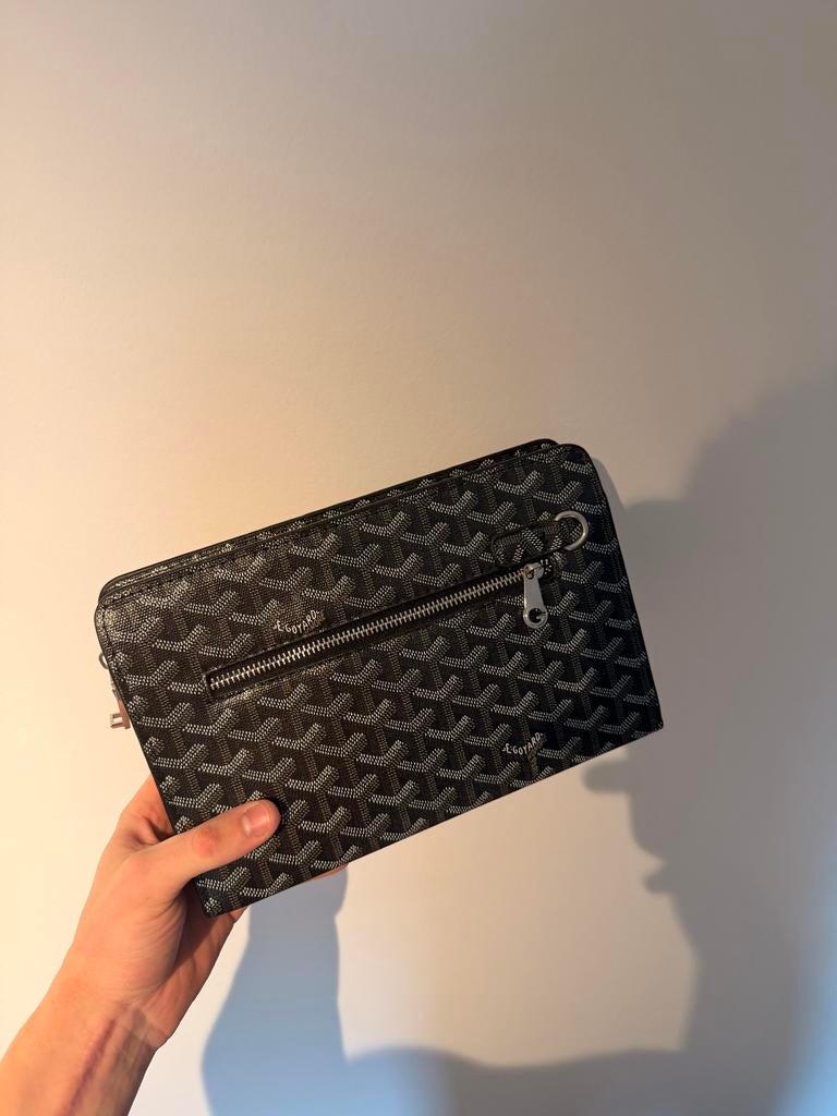 Goyard Clutch Tas - Zwart Goyardine Patroon, Ophalen of Verzenden, Zo goed als nieuw, Zwart, Avondtasje