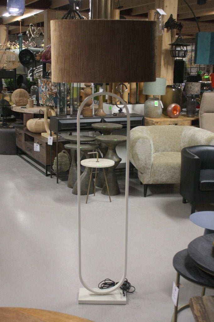 Sfeervolle vloerlamp Jamiri & Flair ovaal stof creme bruin, Ophalen, Metaal, E27 (groot), Zo goed als nieuw