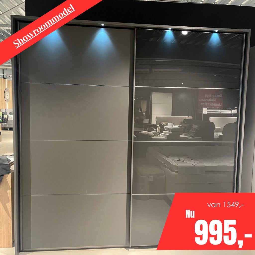 Luxe linnenkast Metallic Grau – van €1.549,- voor €995,-, 200 cm of meer, Nieuw, 200 cm of meer, Glas