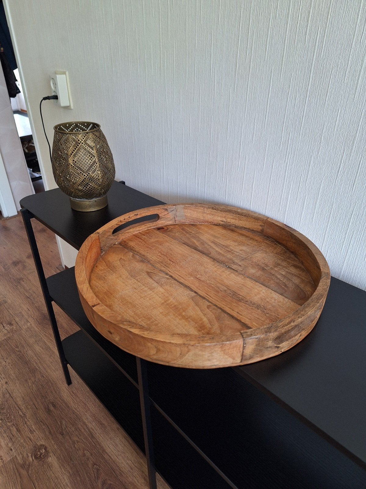 Rond houten dienblad met handvatten, Ophalen, Gebruikt, Rond, Dienblad