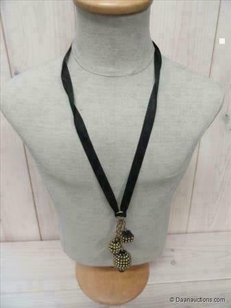 Lange ketting Manouk zwart en goud, nieuw., Ophalen of Verzenden, Nieuw, Zwart