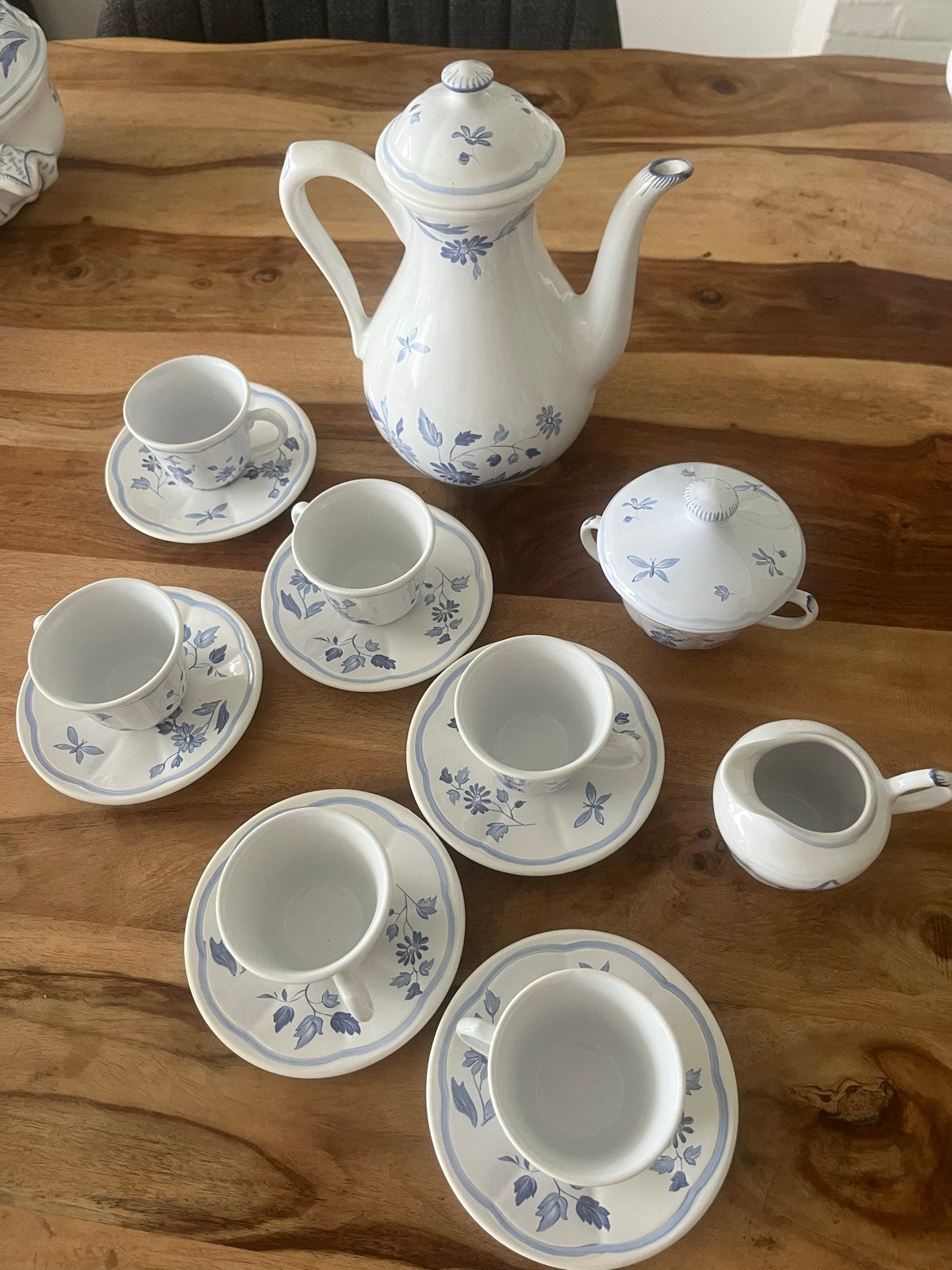 Vintage Longchamp "Fleur Bleue" 15-delig koffie/theeservies, Ophalen of Verzenden