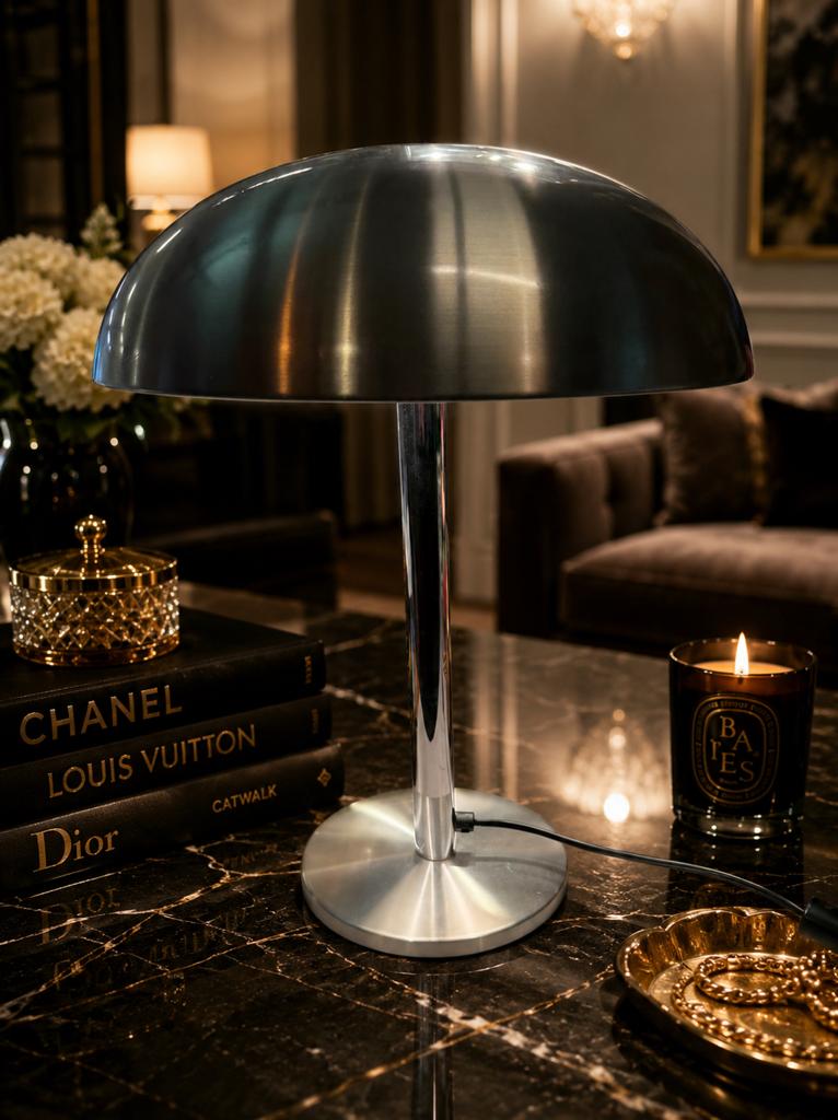RVS Mushroom Tafellamp - Design, Gebruikt, Ophalen of Verzenden, Nvt, Metaal