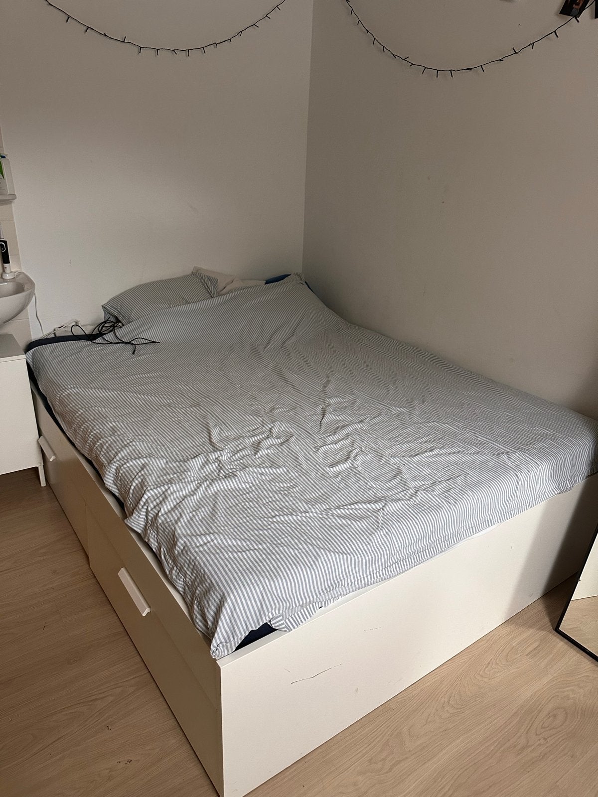 IKEA Brimnes bed 160 cm (exclusief matras), Gebruikt, Wit, Tweepersoons, Ophalen of Verzenden