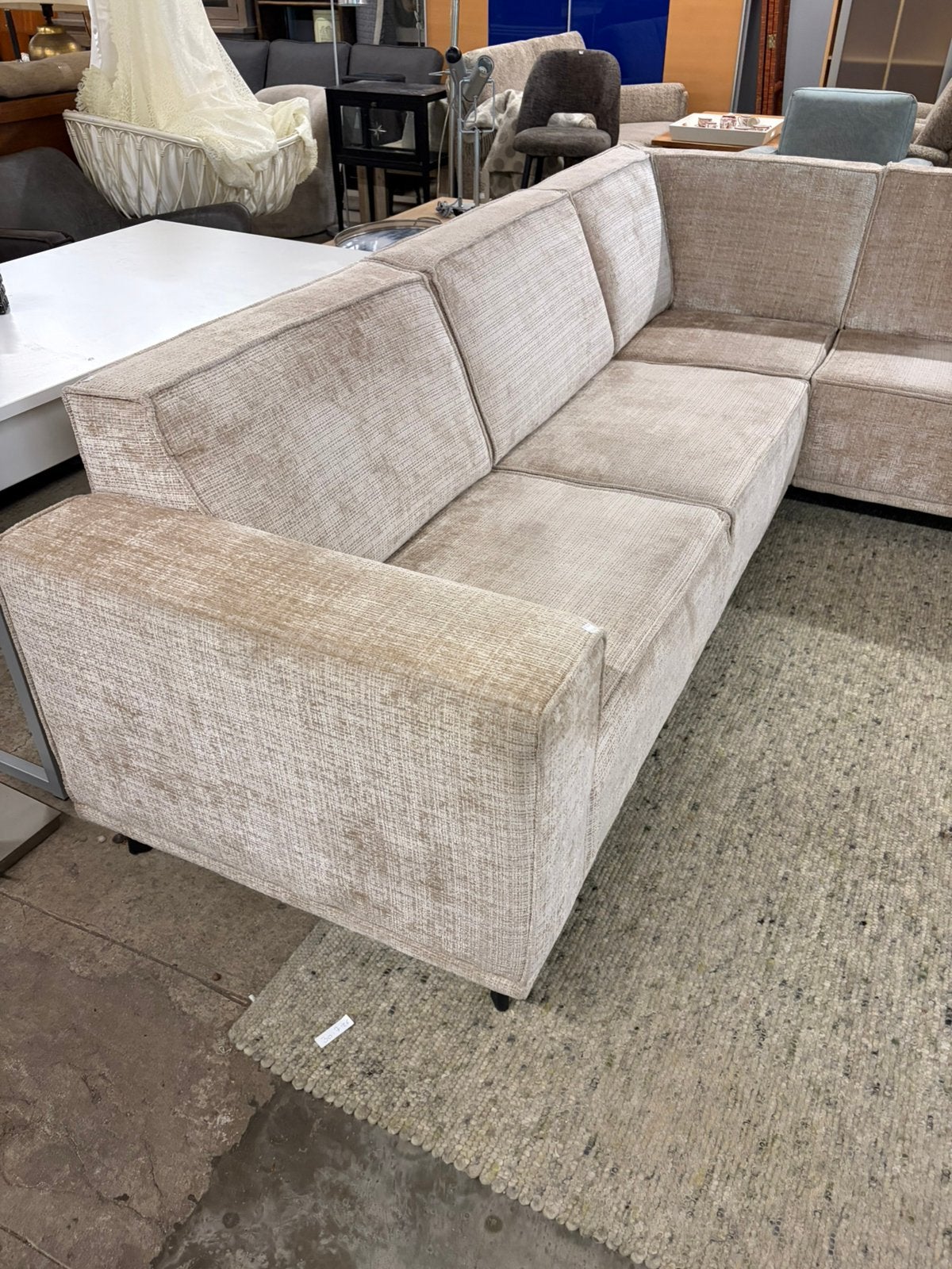 Nieuw - stoffen beige hoekbank, Ophalen, ., Nieuw, .
