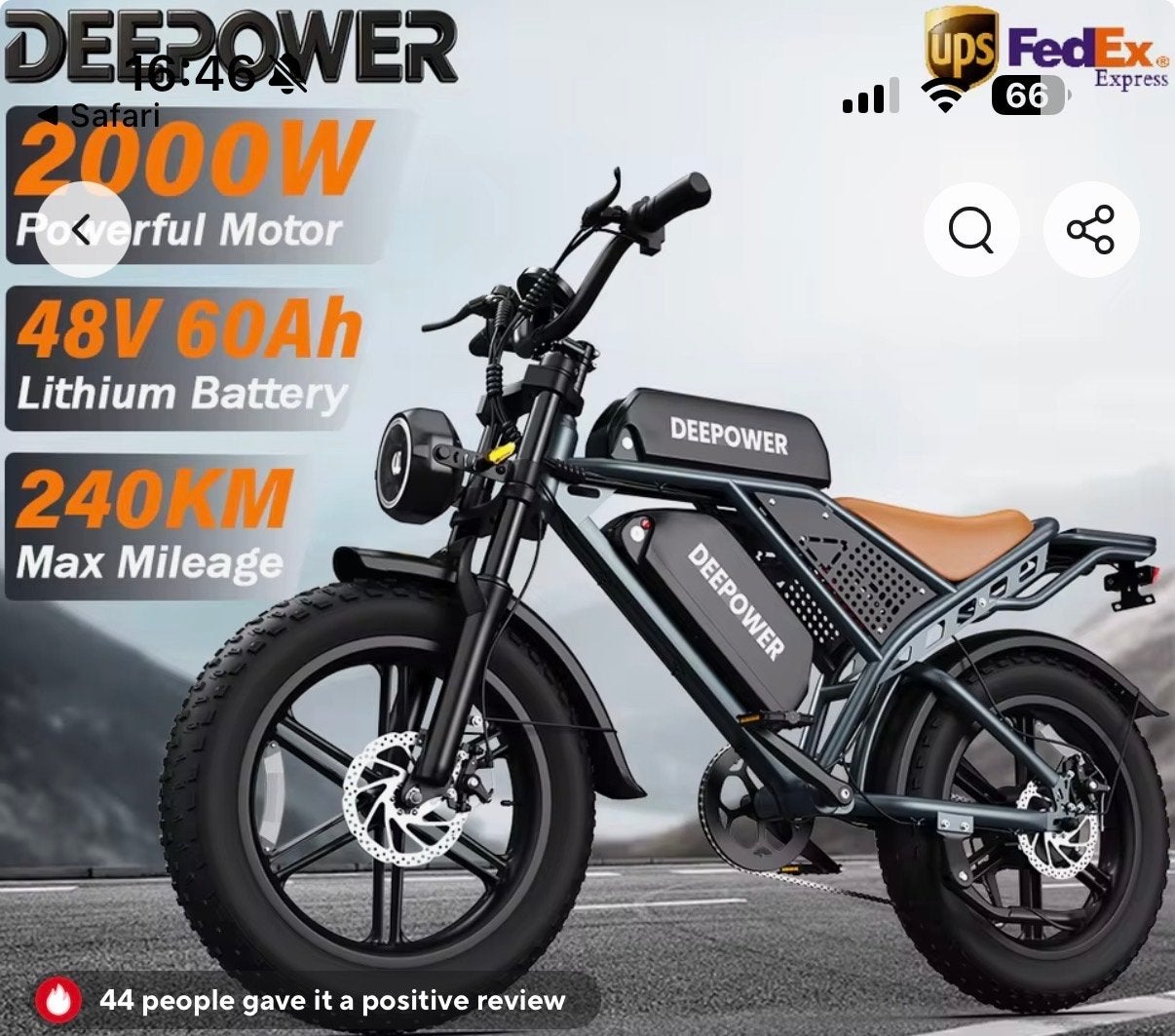Fatbike(prive terrein) S8 1000 W48V 60Ah -, Nieuw, Minder dan 47 cm, 50 km per accu of meer, Ophalen
