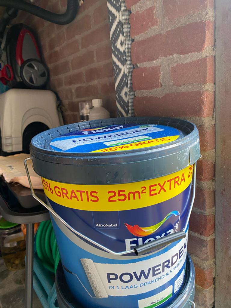 Flexa Powerdek Latex Muurverf - RAL 9010 Mat, Wit, Ophalen of Verzenden, 20 liter of meer, Verf