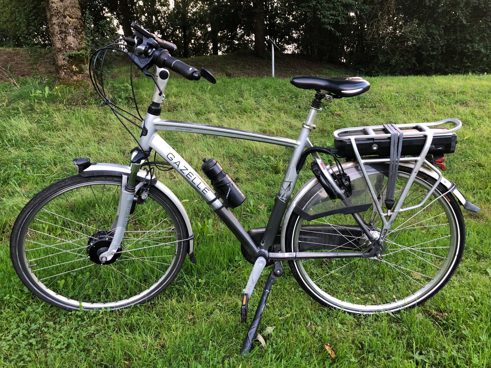 Gazelle elektr. Herenfiets 57  cm, Ophalen, Gebruikt, 50 km per accu of meer, 55 tot 59 cm