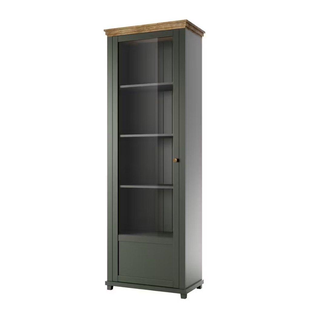Vitrinekast groen/glas/hout, Huis en Inrichting, Kasten | Vitrinekasten, Zo goed als nieuw, 150 tot 200 cm, 50 tot 100 cm, 25 tot 50 cm
