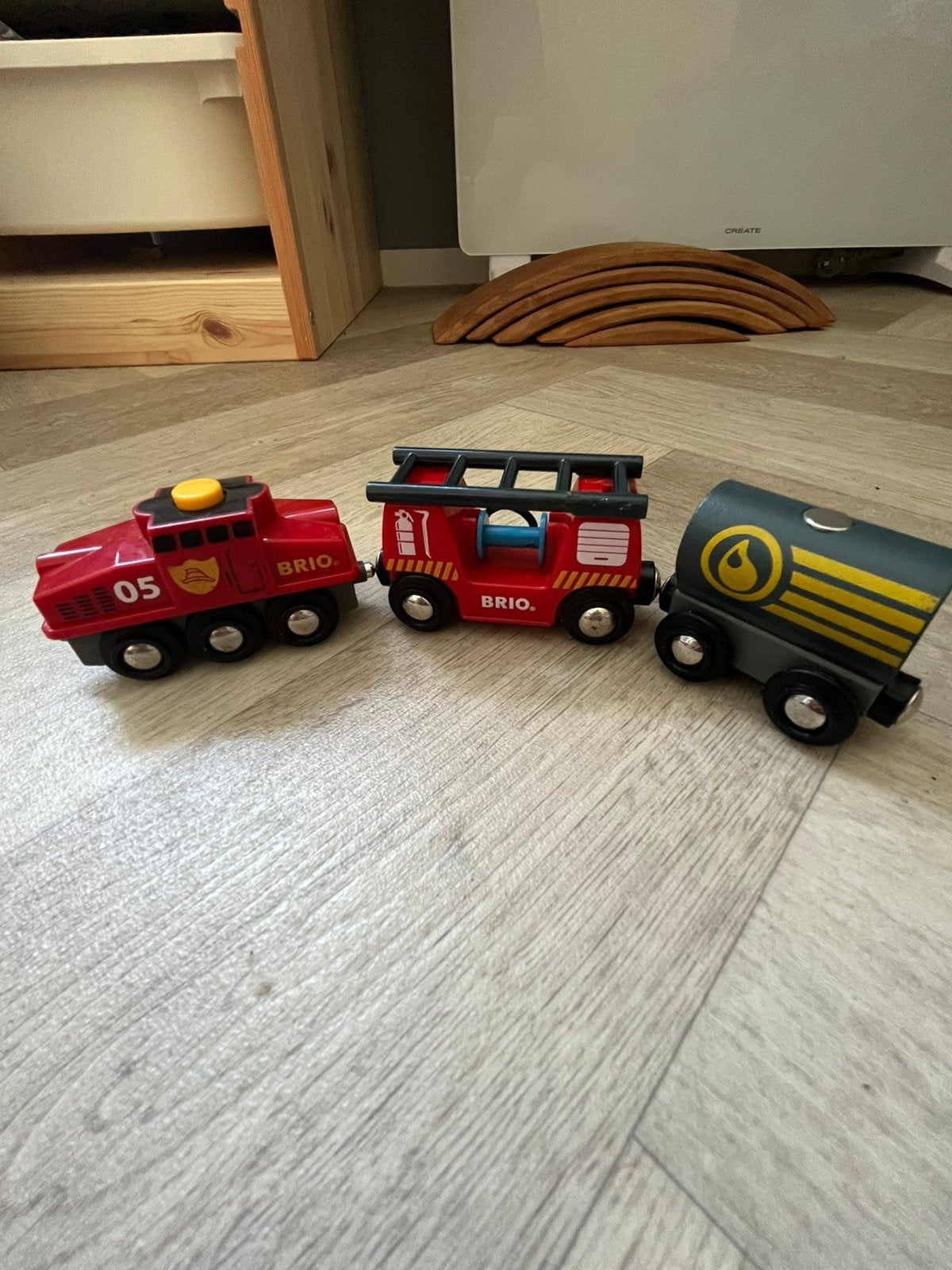 Brio Houten treinset Brandweer, Ophalen of Verzenden, Zo goed als nieuw
