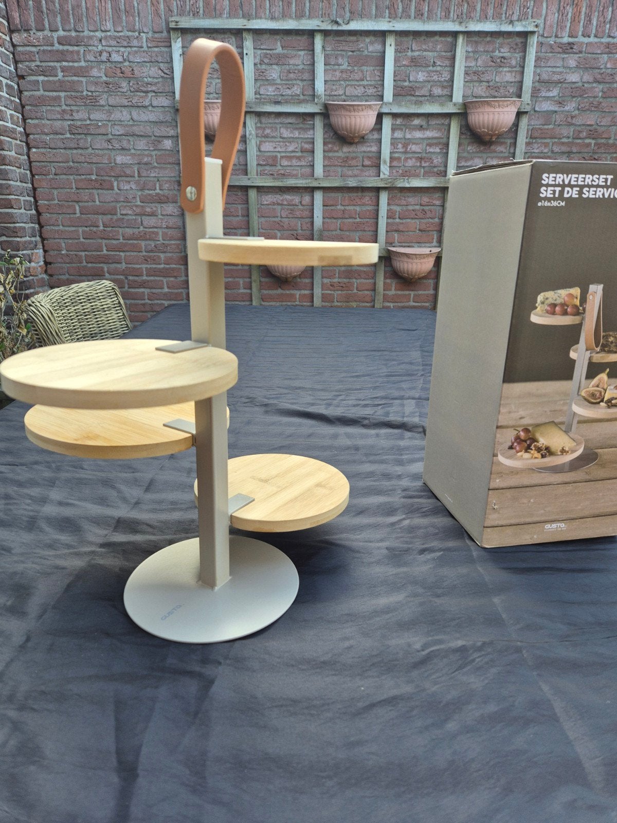 Serveerset met 4 bamboe serveerplanken - Nieuw in doos, Overige merken, Nieuw, Ophalen of Verzenden, Dienblad