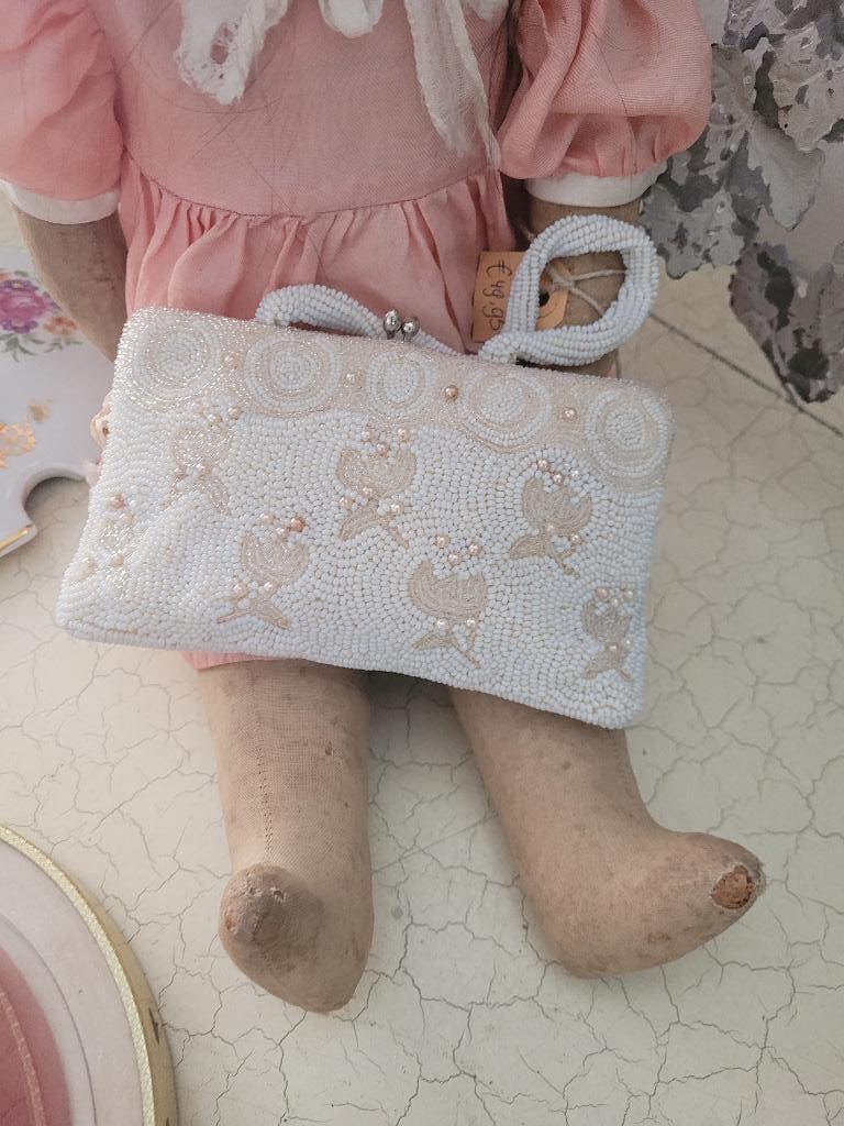 Vintage klein avondtasje, communie tasje, bruidstasje, Heikant 21 Kaatsheuvel, Overige kleuren, Belle Vieille Brocante, Ophalen of Verzenden