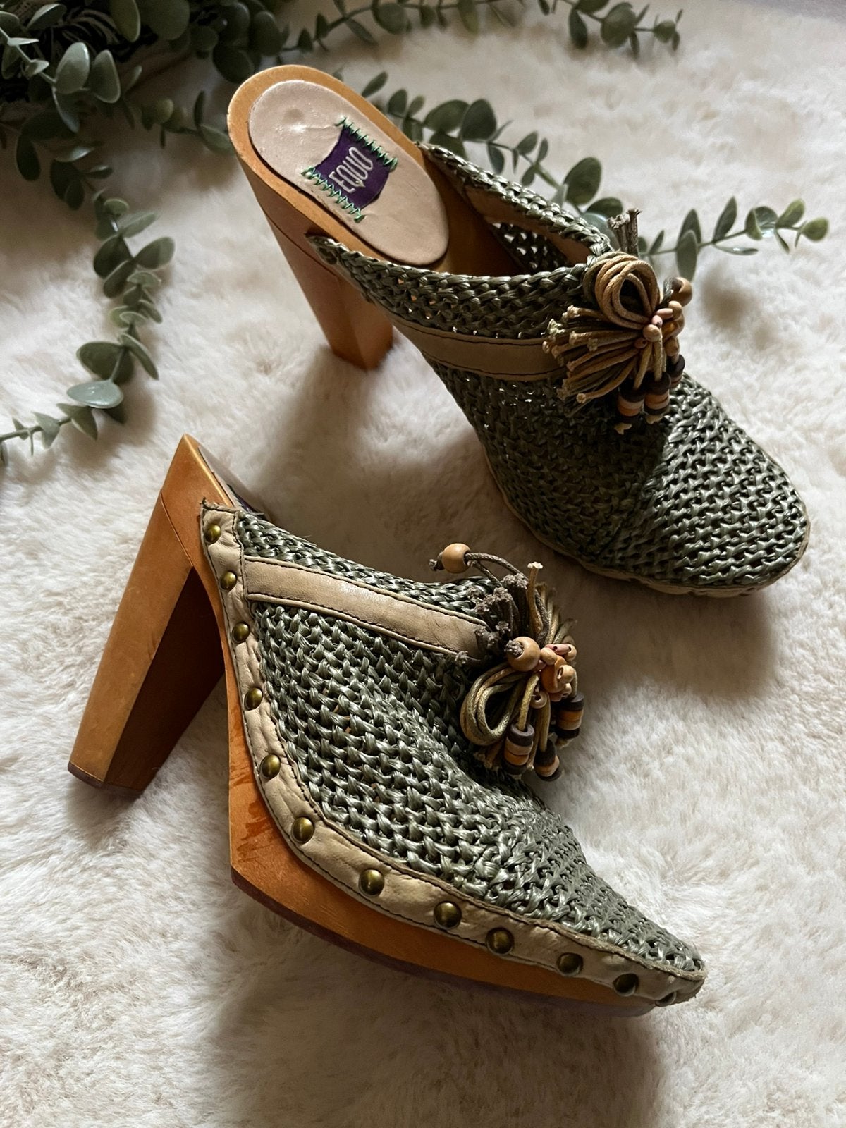 Equo vintage klompen muiltjes met hak maat 39 item nr. 1.4, Ophalen of Verzenden, Zo goed als nieuw, Schoenen met hoge hakken