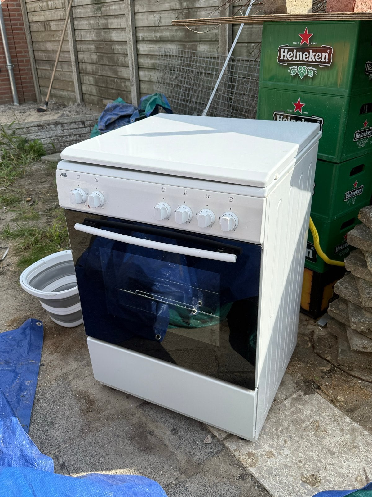 ETNA EFG669VWITAE gasfornuis met oven, Witgoed en Apparatuur, Ophalen, Gebruikt, 4 kookzones, Gas
