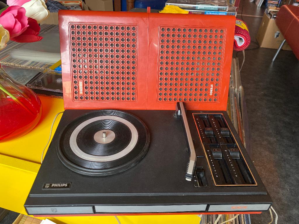 Philips Platenspeler 623 Rood 1974, Ophalen of Verzenden, Gebruikt, Philips