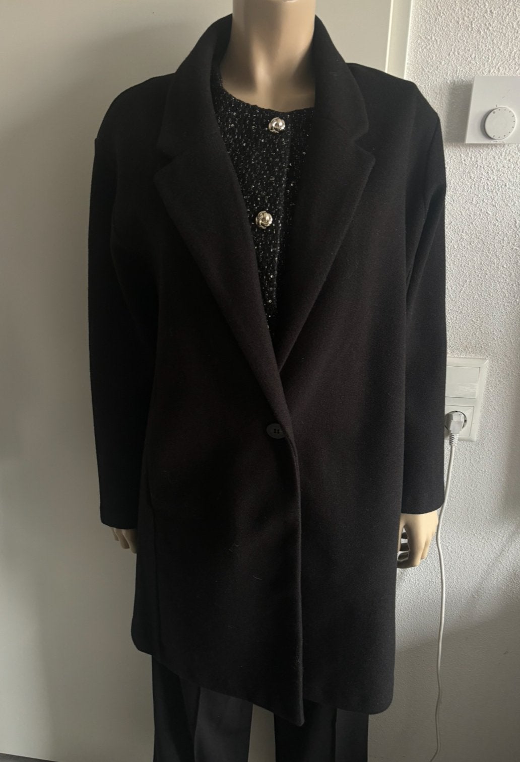 Pull&Bear zwart jas oversized maat M 1xgedragen, Maat 38/40 (M), Zwart, Ophalen of Verzenden, Zo goed als nieuw