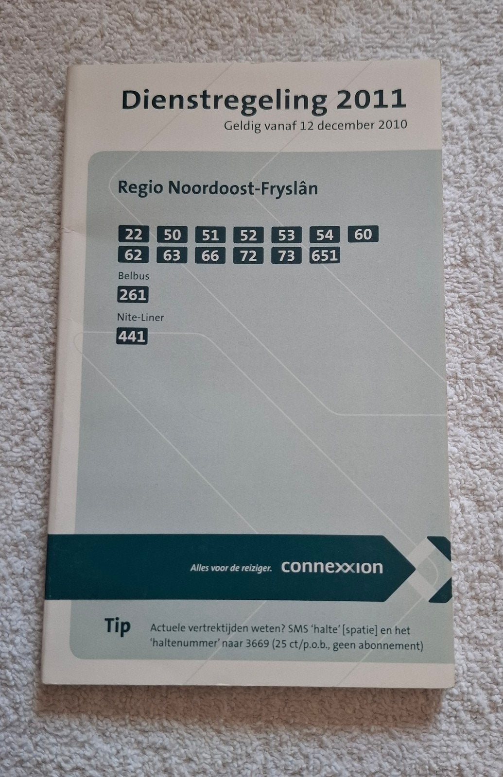 Dienstregeling 2011 Regio Noordoost-Fryslân Connexxion, Ophalen of Verzenden, Gebruikt, Bus of Metro, Overige typen