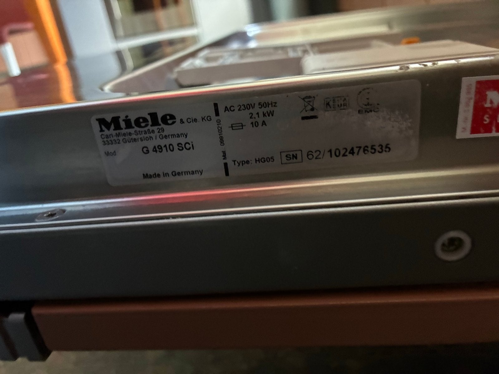 Miele G 4910 SCI vaatwasser - Niet werkend, Ophalen, Energieklasse A of zuiniger, 60 cm of meer, Minder dan 10 liter
