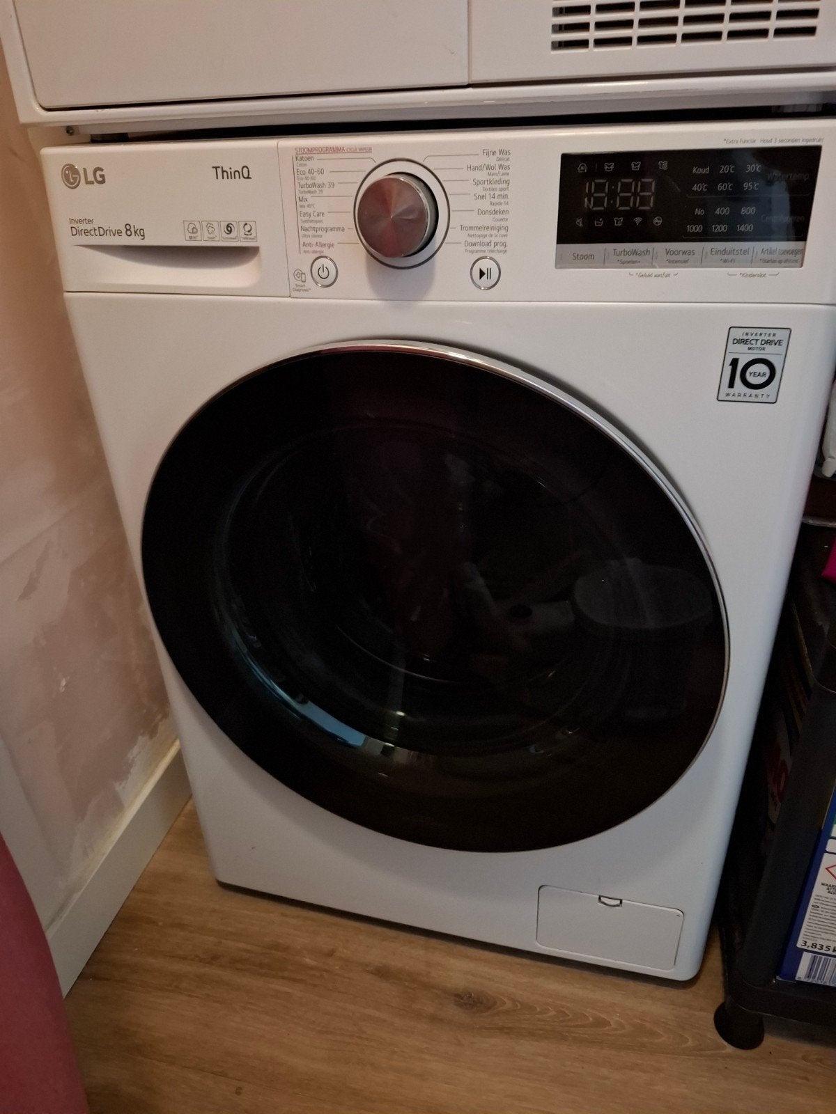 LG ThinQ Inverter Direct Drive 8kg Wasmachine, Witgoed en Apparatuur, Wasmachines, Zo goed als nieuw, Voorlader, 8 tot 10 kg, 85 tot 90 cm