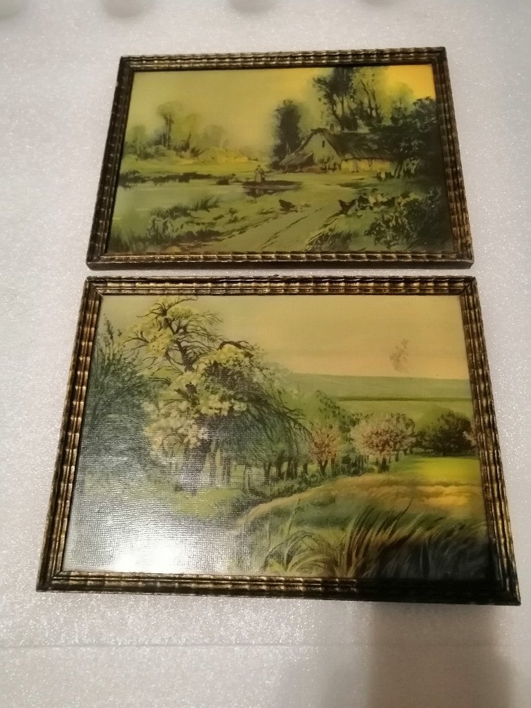 2 oude prentjes in mooie lijsten, 24x18cm, Gebruikt, Ophalen of Verzenden, Voor 1940, Prent
