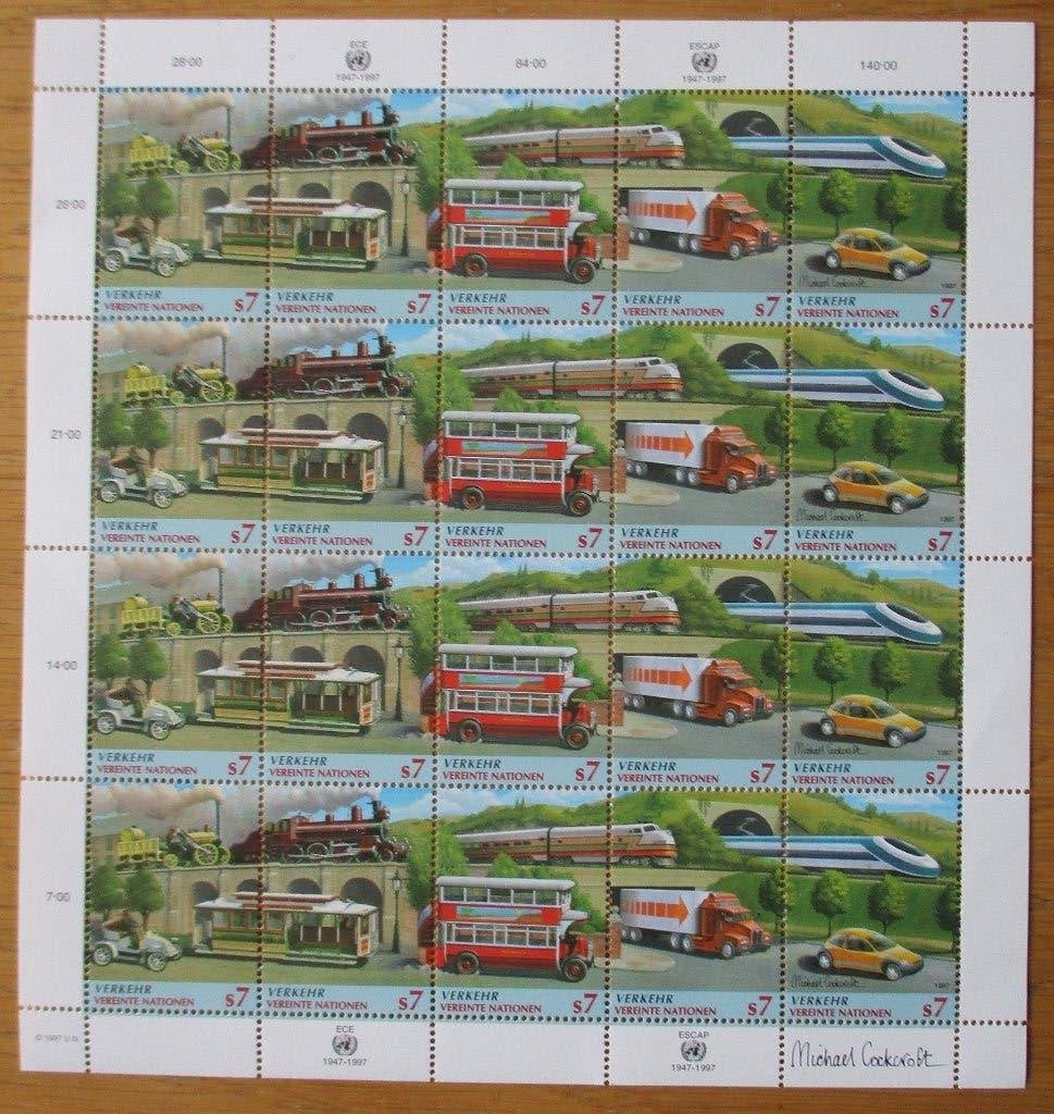 Verenigde Naties Wenen, Verkeer, compleet velletje, 1997, Ophalen of Verzenden, Overige landen, Postfris