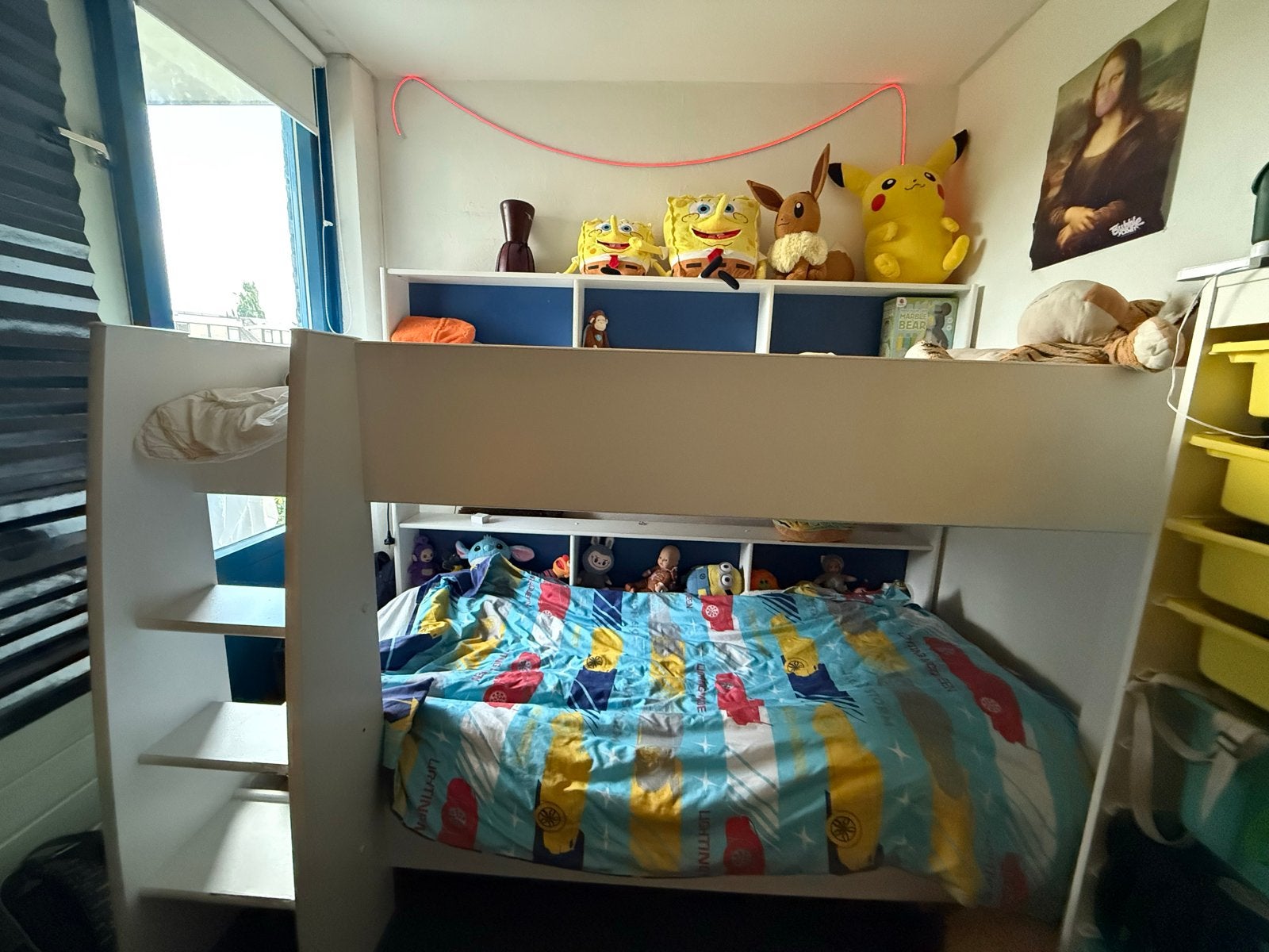 Hoogslaper met opbergruimte en trap, Ophalen, Gebruikt, Eenpersoons, 160 tot 180 cm