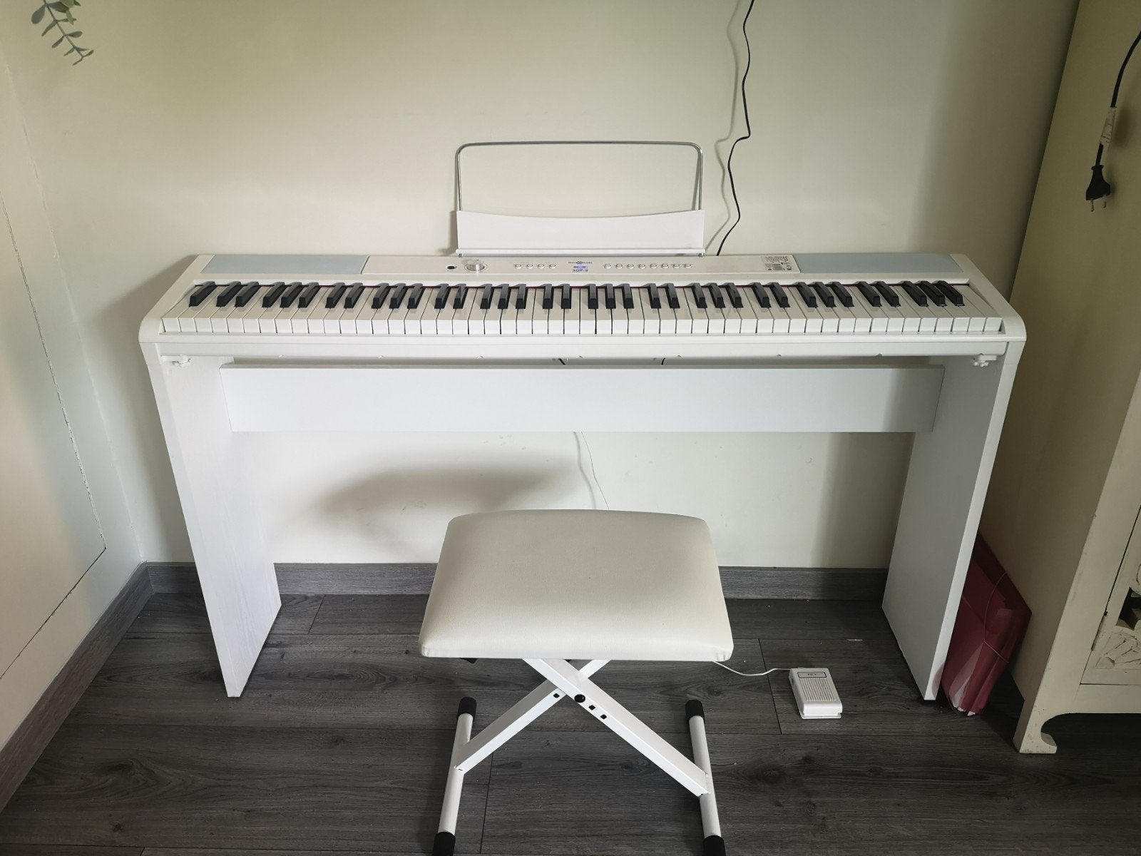 Gear4music SDP-2 Stage Piano met standaard en kruk, Ophalen, Wit