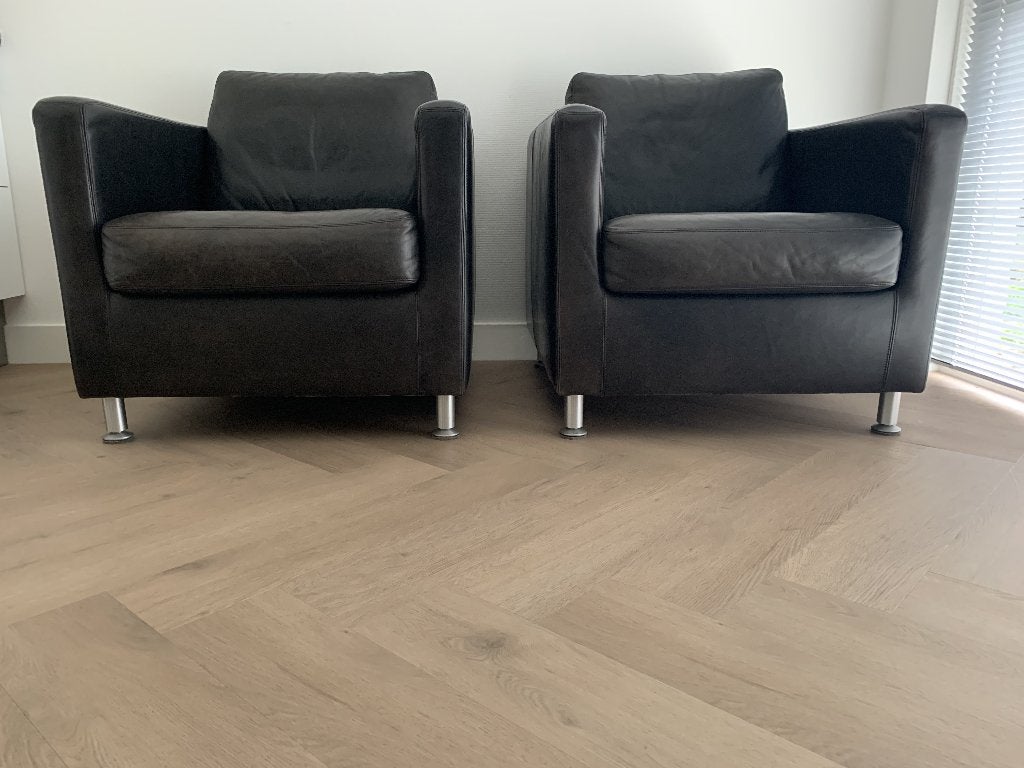 2 mooie saddle leren fauteuils, Ophalen, Gebruikt, 50 tot 75 cm, Leer