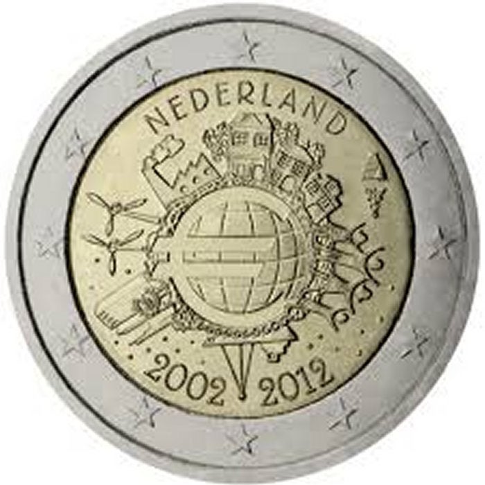 Nederland 2 euro 10 Jaar Euro UNC in munthouder, Verzenden, Koningin Beatrix, Euro's, Losse munt