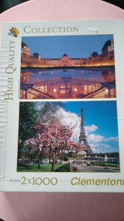 Duo Puzzel Parijs Eiffeltoren & Louvre Clementoni, Ophalen of Verzenden, 500 t/m 1500 stukjes, Zo goed als nieuw, Legpuzzel