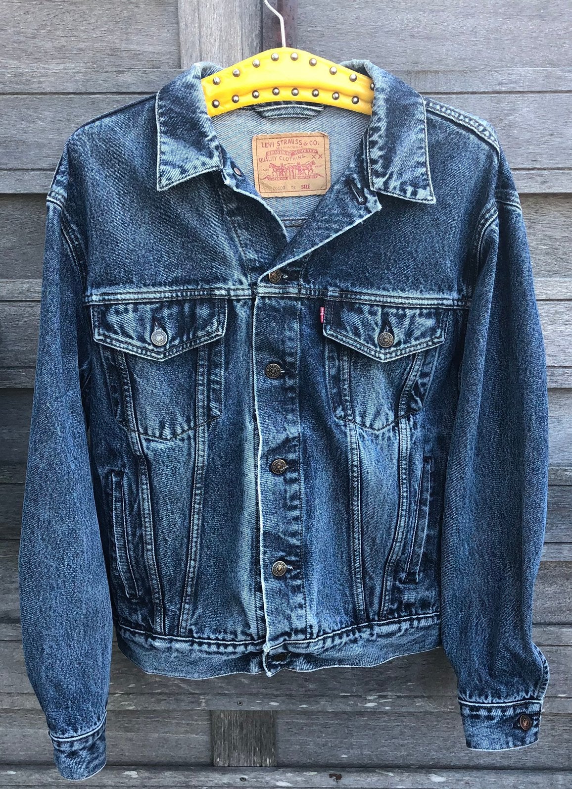 Vintage Levi’s trucker jacket | L | Roy Liechtenstein  | 80, Ophalen of Verzenden, Gedragen, Maat 42/44 (L), Blauw