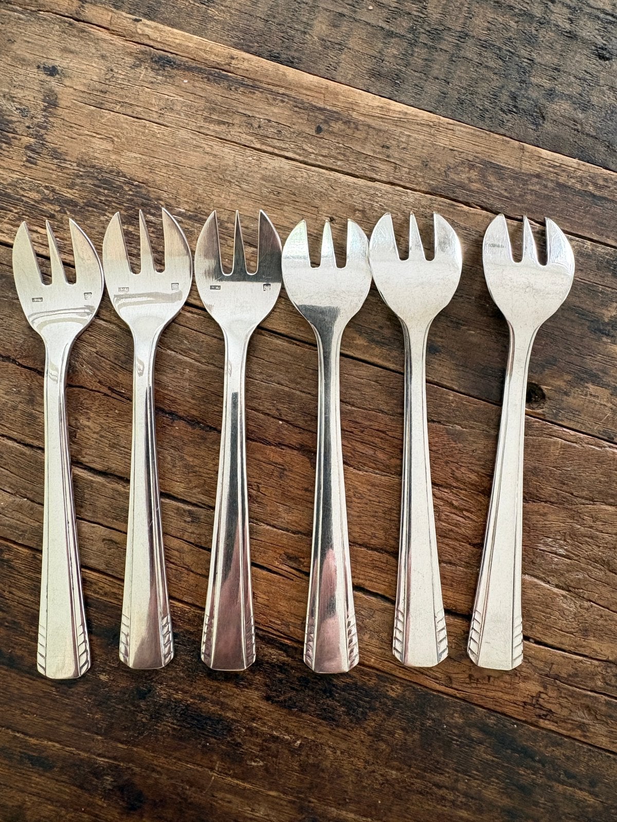 6 Vintage Verzilverde Oestervorkjes 12 cm - Artdeco Stijl, Verzenden