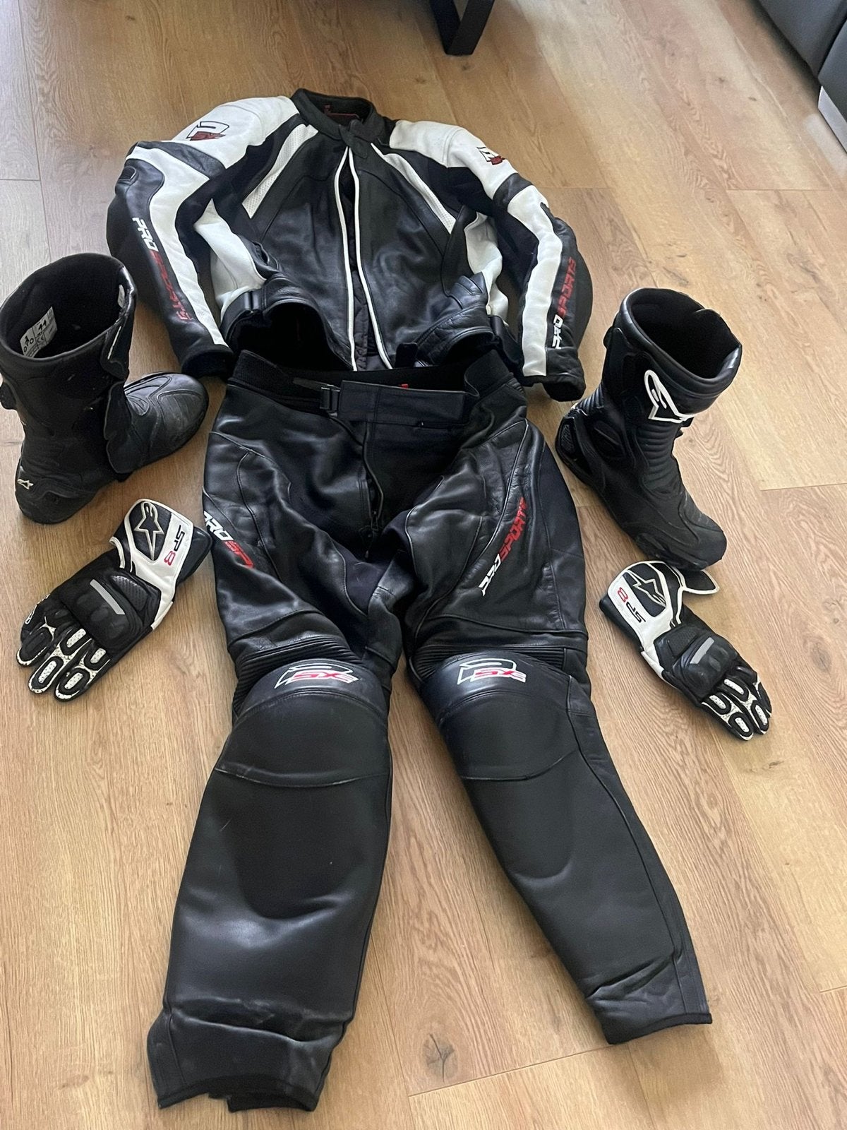 Motorpak Pro Sports leer (jas, broek, handschoenen, laarzen), Ophalen of Verzenden, Tweedehands, Heren, Jas | leer