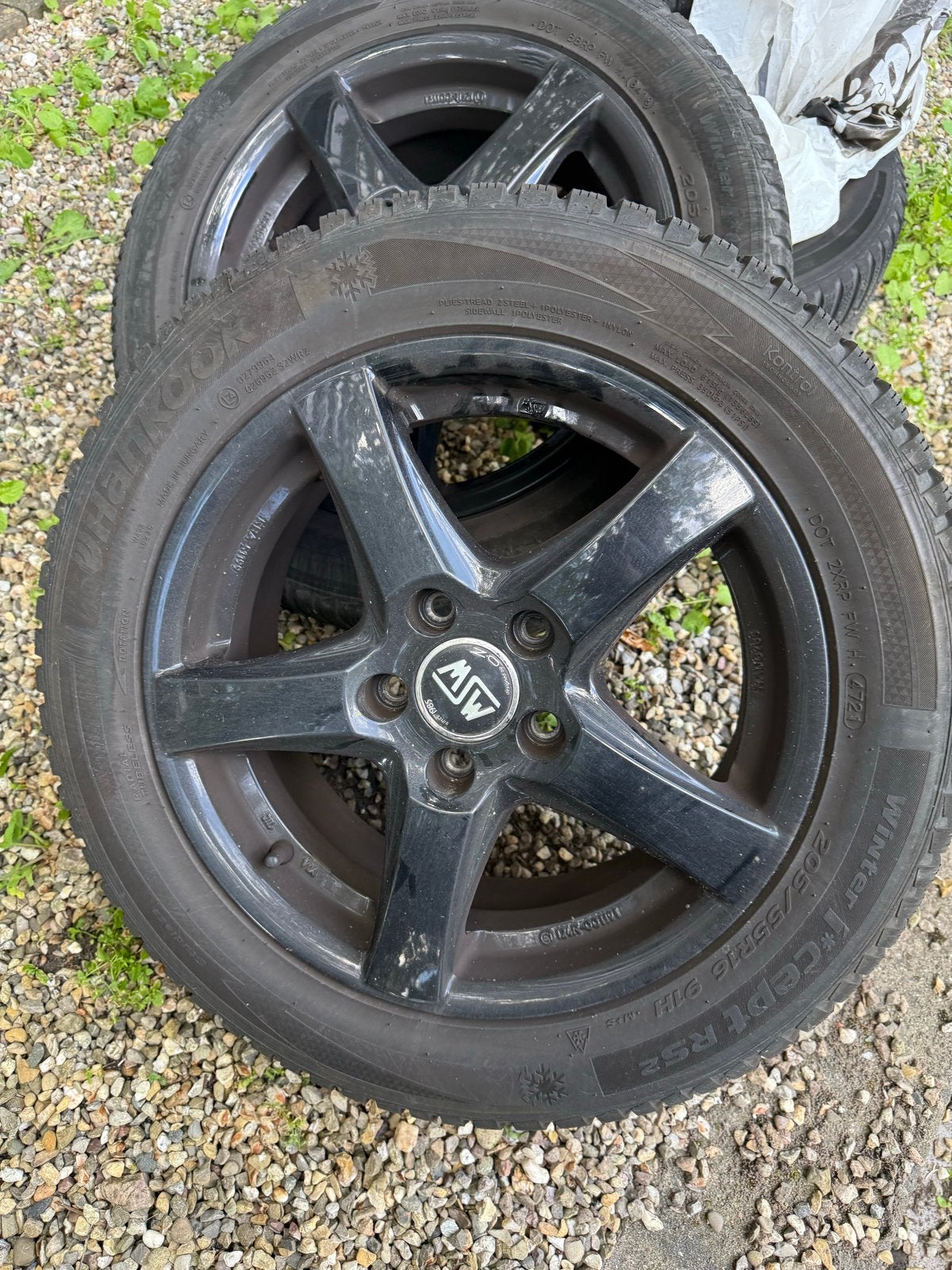 MSW velgen 16 inch met Hankook winterbanden 205/55R16, Ophalen, Gebruikt, 16 inch, Banden en Velgen