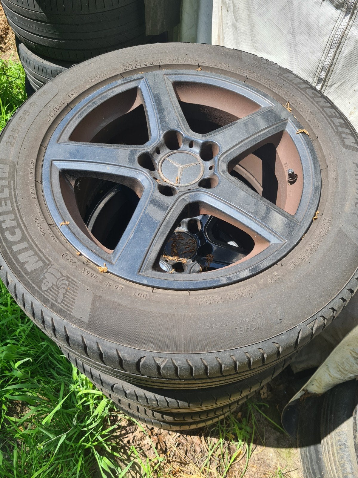 4 velgen met banden en 2 losse banden 225/55 R16, Ophalen, Gebruikt, 16 inch, Banden en Velgen