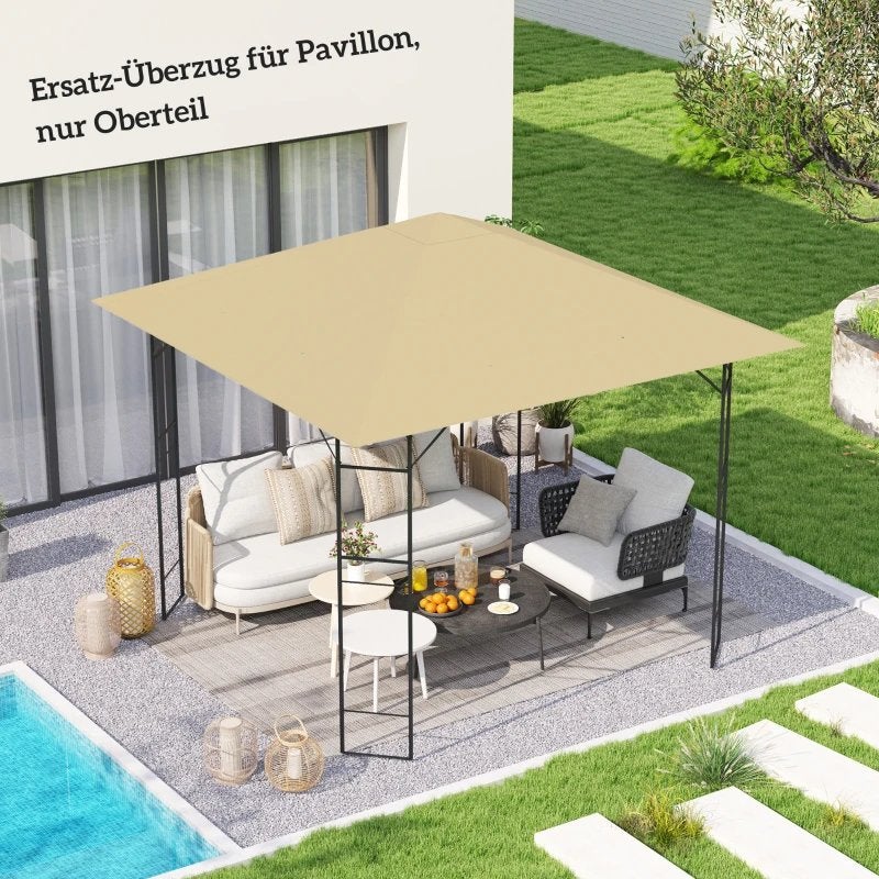 Outsunny Paviljoendak 3x3m Waterafstotend UPF30+ Beige, Ophalen, Minder dan 4 meter, Nieuw, Minder dan 5 meter