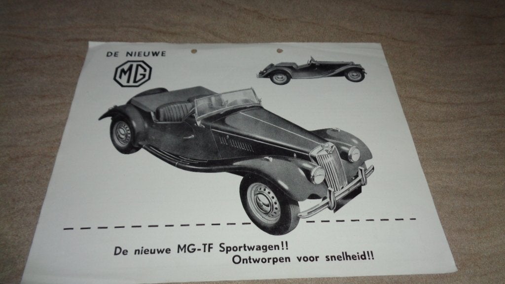 ZELDZAME Folder  MG - TF Sportwagen, Boeken, Verzenden, Gelezen, Overige merken