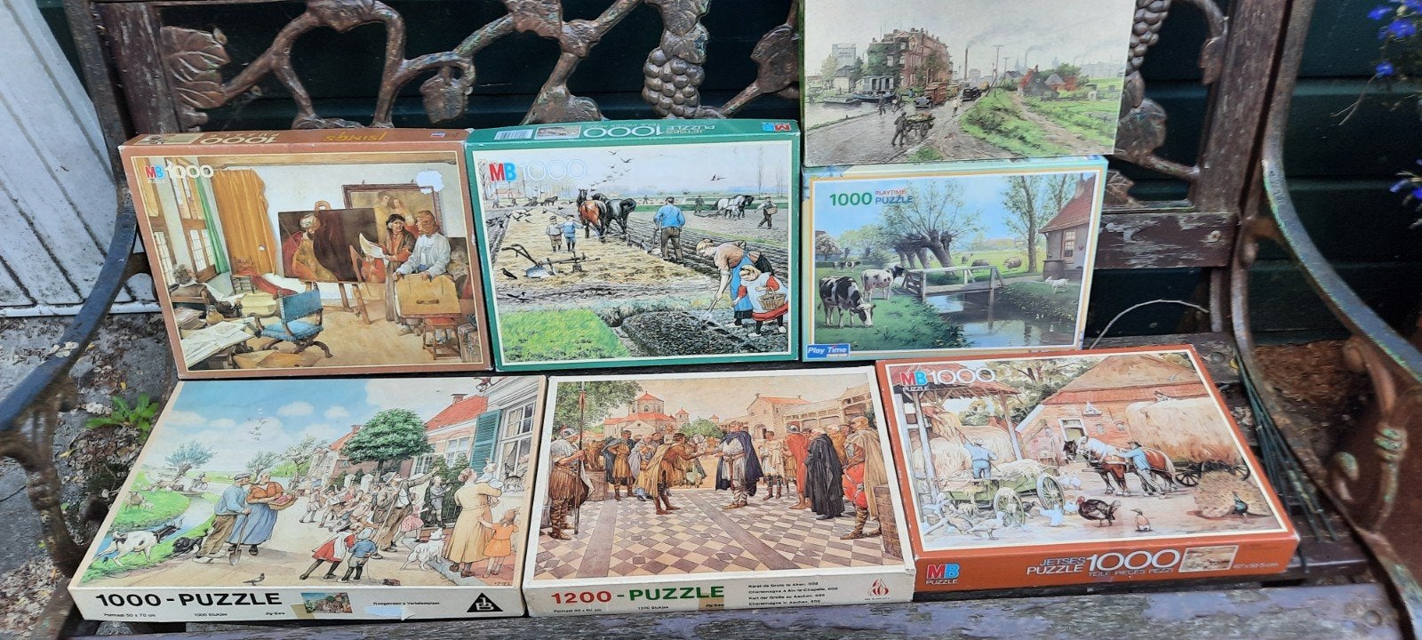 7 x puzzel schoolplaat Isings, Jetses & Bueninck, Ophalen of Verzenden