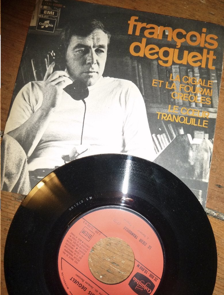 single FRANCOIS DEGUELT La Cigale Et La Fourmi Créoles 1970, Ophalen of Verzenden, Gebruikt, Pop
