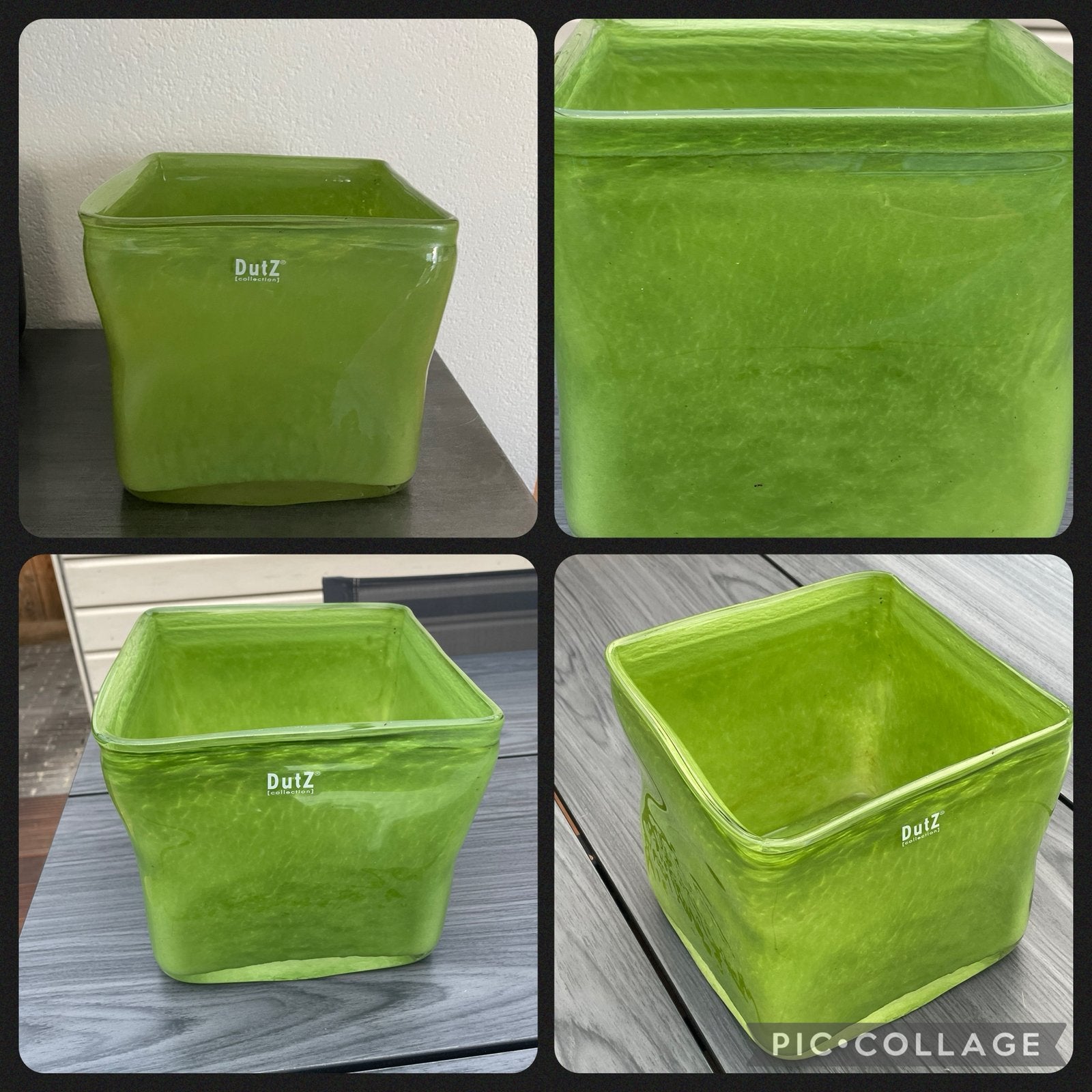 Mooie grote Dutz glazen vaas/pot – groen – ca. 20x20x20 cm, Ophalen of Verzenden, Zo goed als nieuw, Groen, Glas