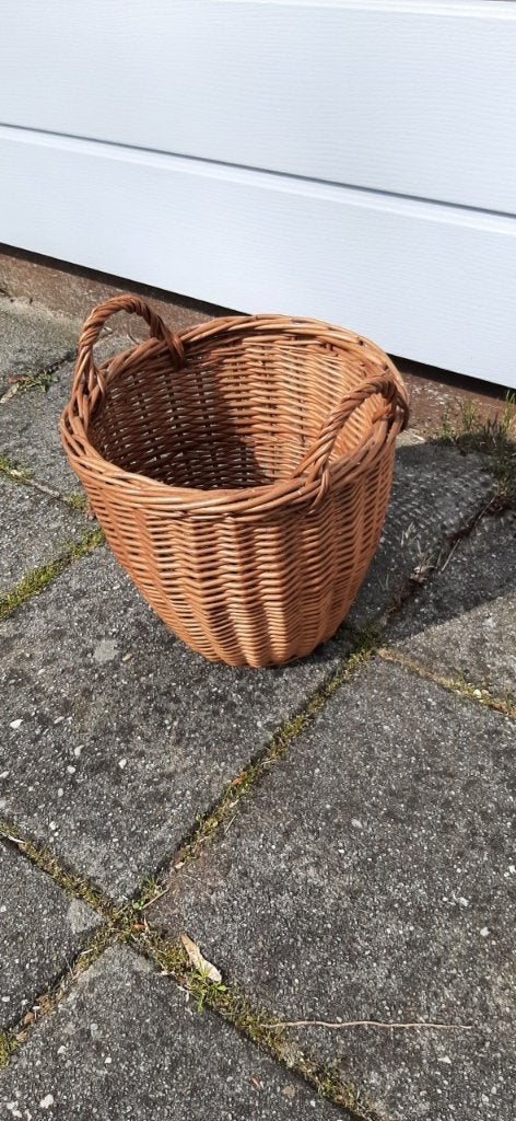 vintage rieten schoenpoetsmandje, Ophalen of Verzenden