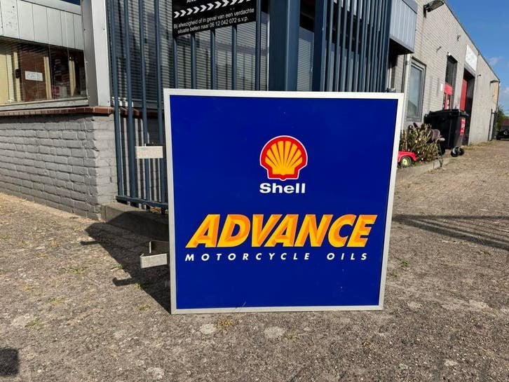 Shell Advance Motorcycle Oils Lichtbak Reclamebord, Verzamelen, Merken en Reclamevoorwerpen, Ophalen, Gebruikt, ., Lichtbak of (neon) lamp