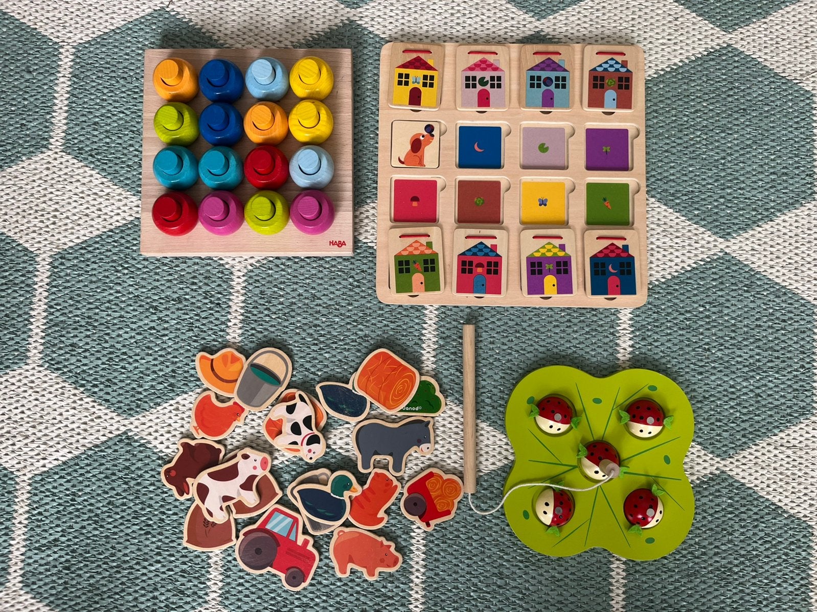 Set van Houten speelgoed voor peuters, Kinderen en Baby's, Speelgoed | Houten speelgoed, Ophalen, Zo goed als nieuw