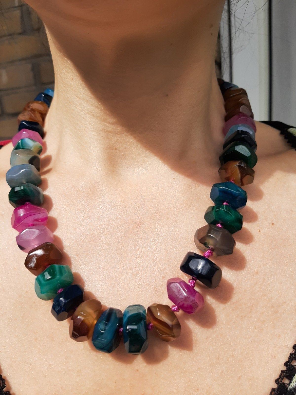 Vanoli collier / ketting van multikleur agaat, Daiva1973@hotmail.com, Vanoli, Overige kleuren, Amsterdam