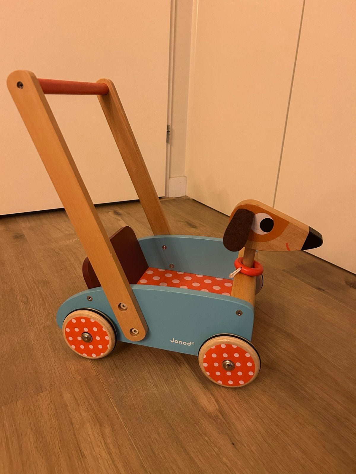 Janod Houten Loopwagen Hond, Ophalen, Zo goed als nieuw, Duwvoertuig