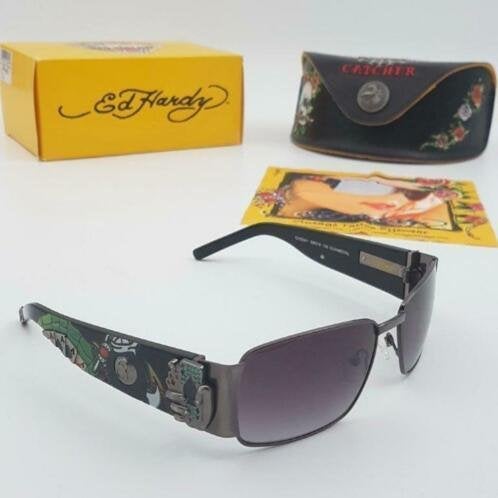 Zonnebril Ed Hardy EHS-041 59-16-130 Gunmetal - The Catcher, Overige merken, Zonnebril, Overige kleuren, Nieuw