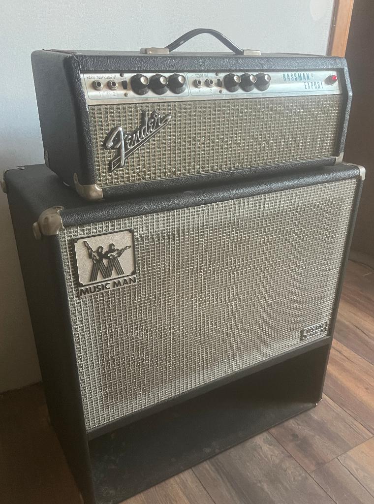 Fender Bassman Export -Amp 1969 + Music Man Cab 1976, Ophalen, Gebruikt, Gitaar, 50 tot 100 watt