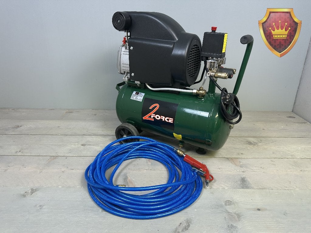 2-Force 2M-24L Oil 24L 8 Bar Compressor, Doe-het-zelf en Verbouw, Gebruikt, Minder dan 25 liter, Mobiel, Ophalen